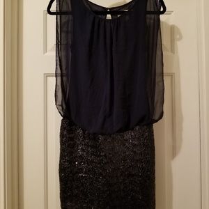 Aidan Mattox Dark Blue Short Dress